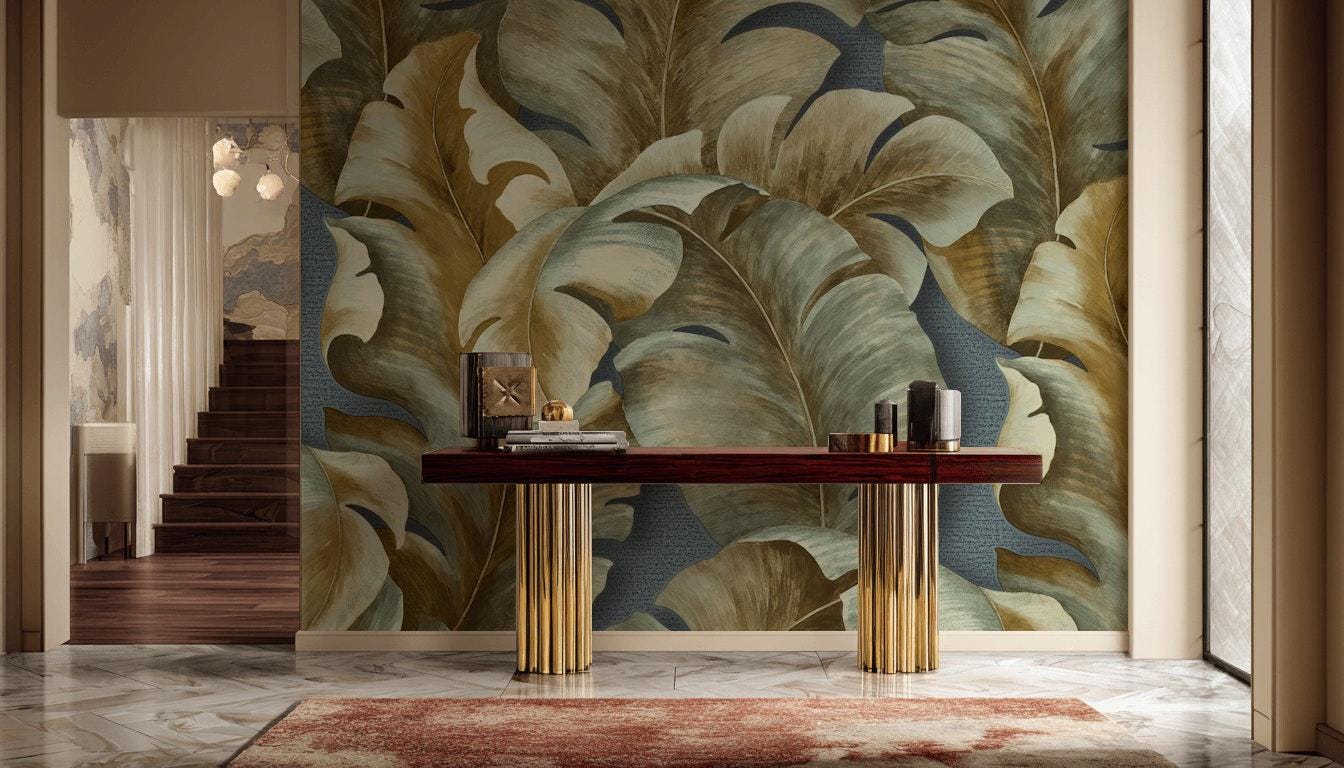 Tropical Leaf Wallpaper Banana Leaf Peel and Stick Botanical Wall Mural ...