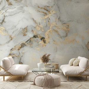 Marble Texture Golden Look Abstract Design Wallpaper Self Adhesive Peel and Stick Wall Murals Wall Decoration Scandinavian Removable