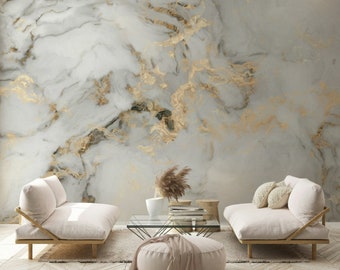Papier peint texturé effet marbre effet doré, papier peint design abstrait auto-adhésif, décoration murale scandinave amovible