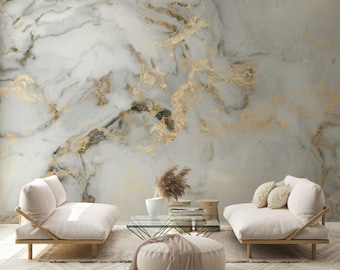 Marble Texture Golden Look Abstract Design Wallpaper Self Adhesive Peel and Stick Wall Murals Wall Decoration Scandinavian Removable