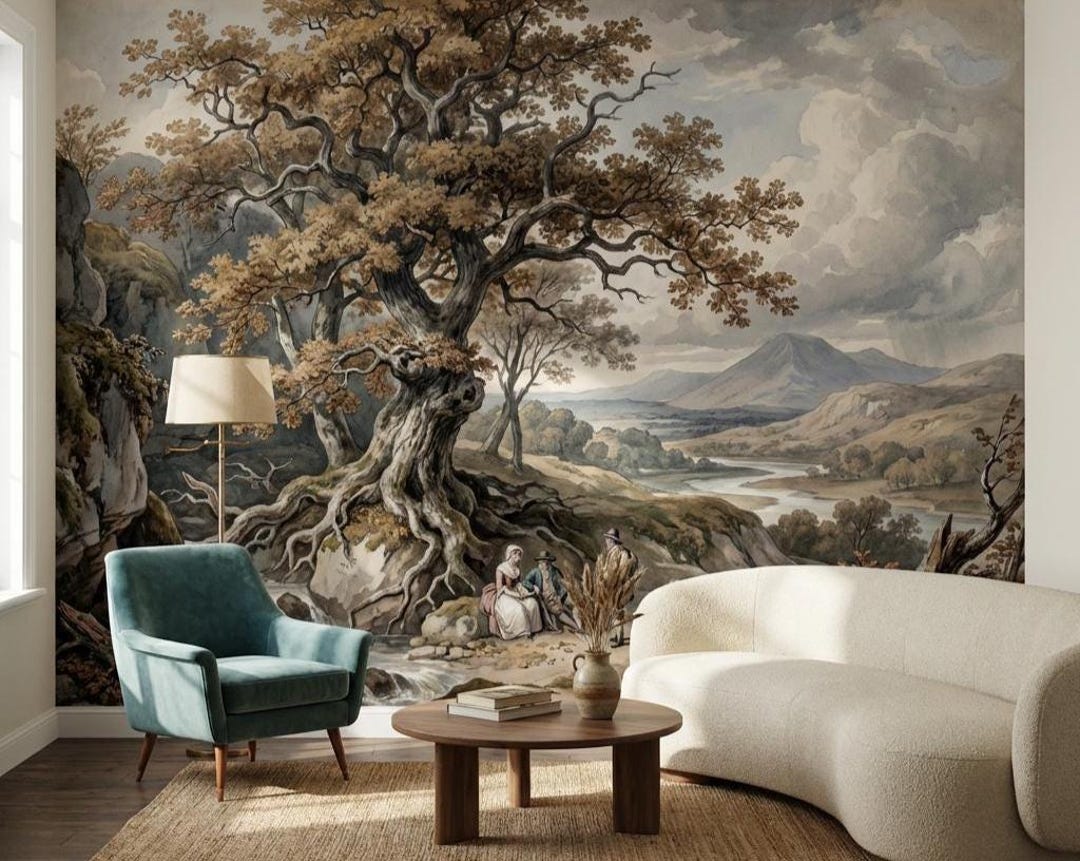 Countryside Landscape Wallpaper Mural for Living Room With Majestic ...