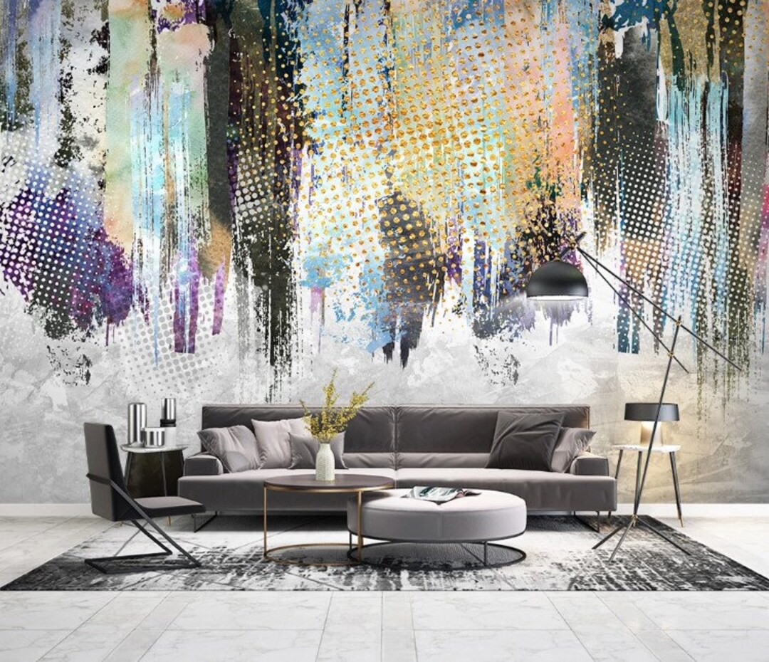 Colorful Dots Wallpaper Peel & Stick | Artistic Paint Study | Removable ...