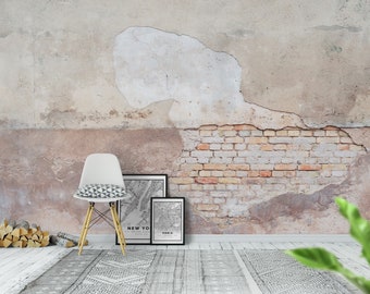 Brick Wall With Vintage Look Wallpaper, Grunge, Brik Cement