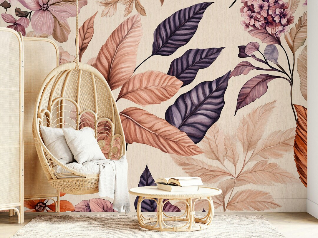 Vintage Botanical Blush Floral Wallpaper Peel and Stick Wall Mural - Etsy
