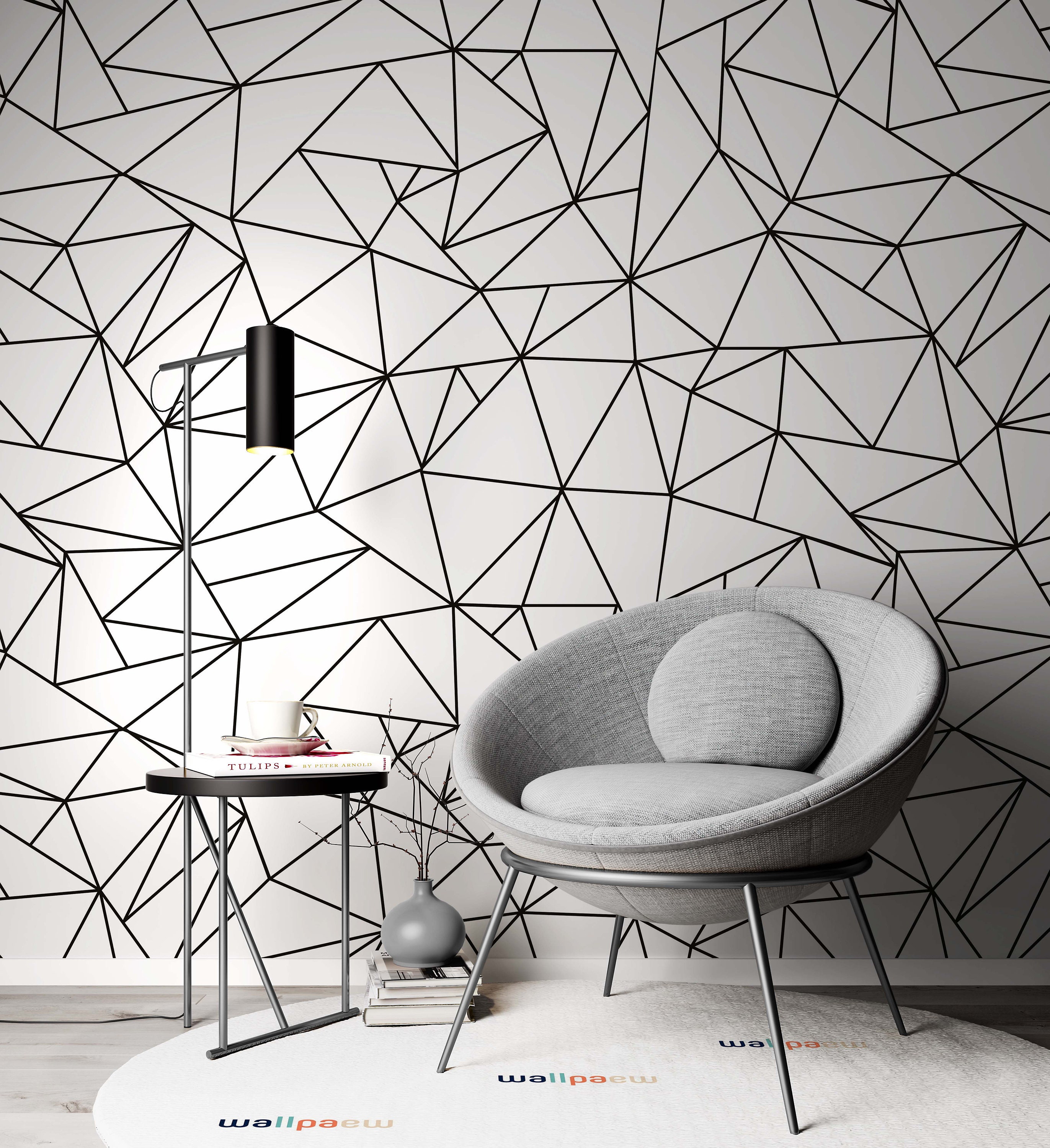 Geometric Triangle Wallpaper Black And White