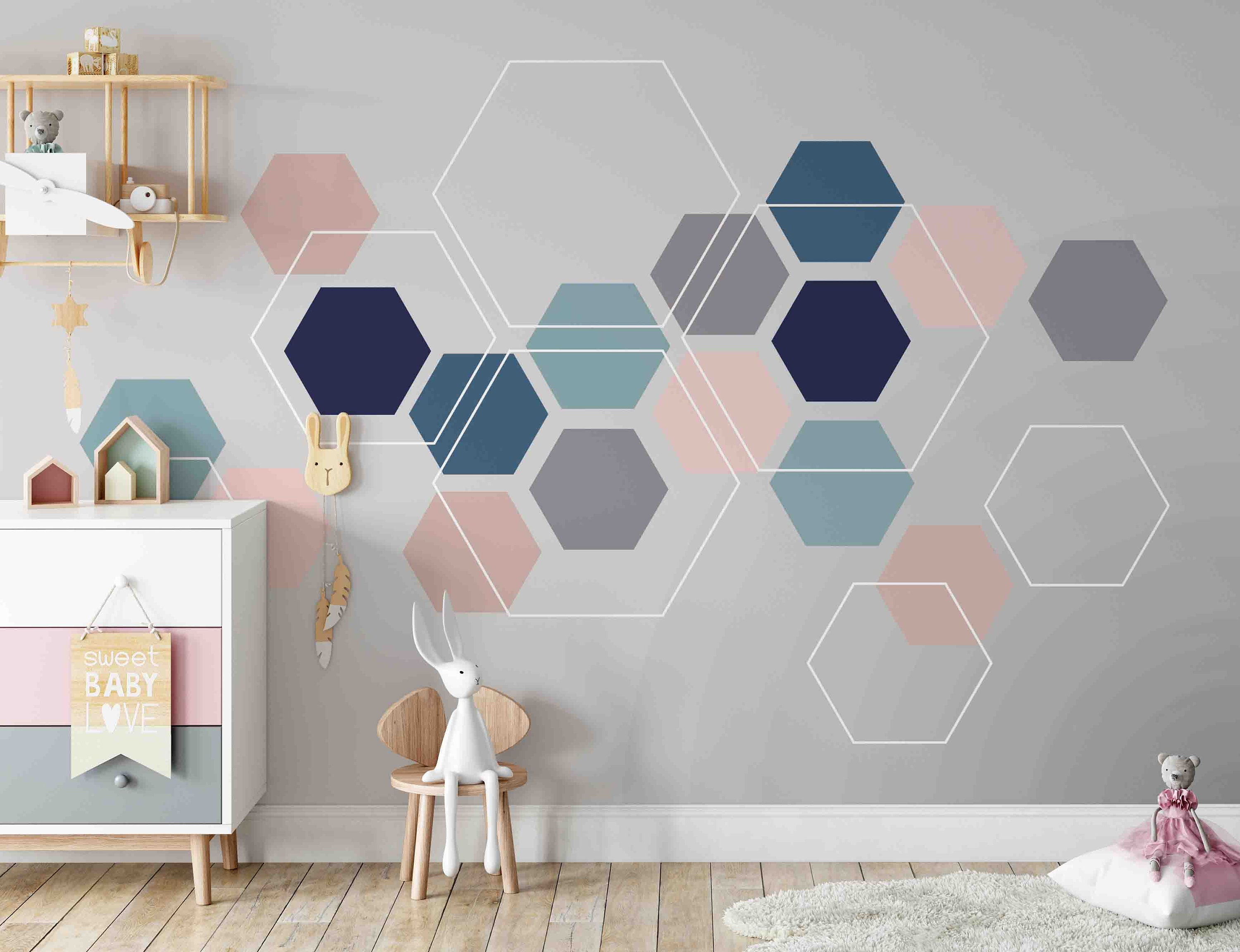 geometric shapes wallpaper room