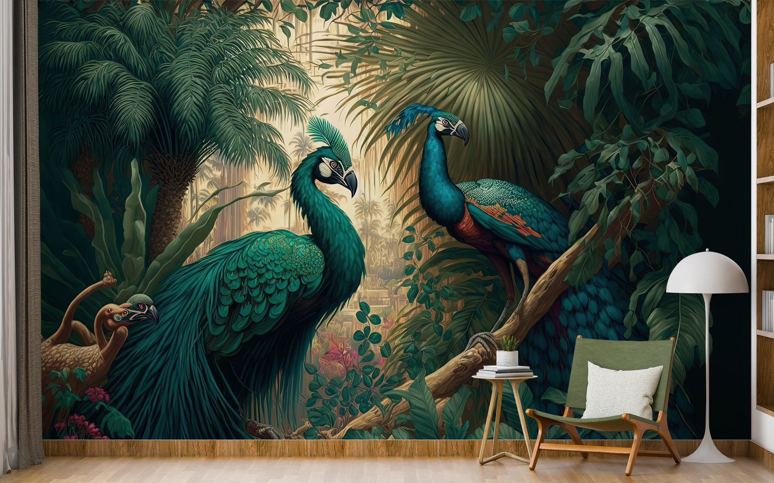 Peacock Wallpaper Peel and Stick Botanical Self Adhesive - Etsy