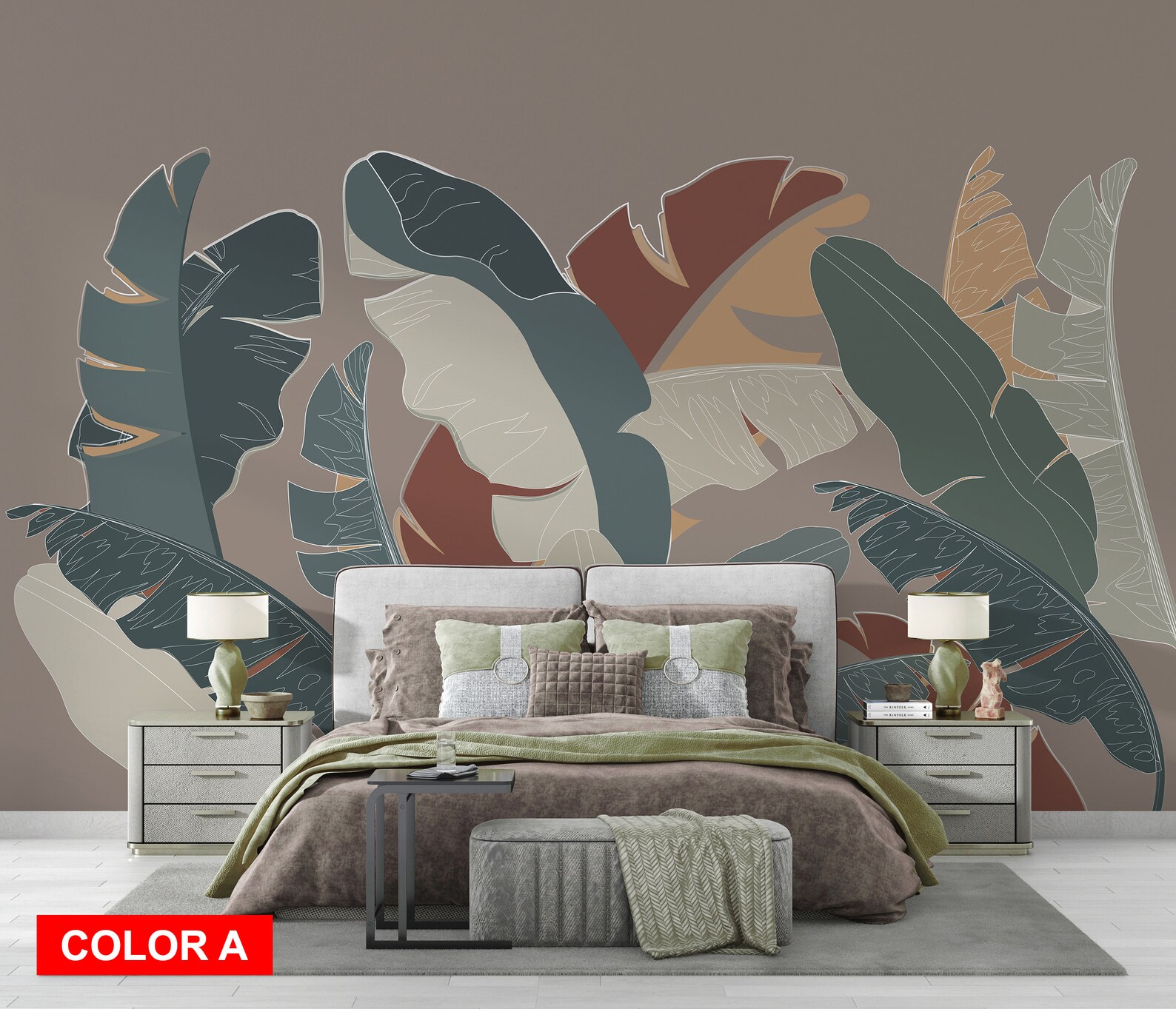 Monstera Leaves Wallpaper Exotic Wall Decor Illustration Peel - Etsy