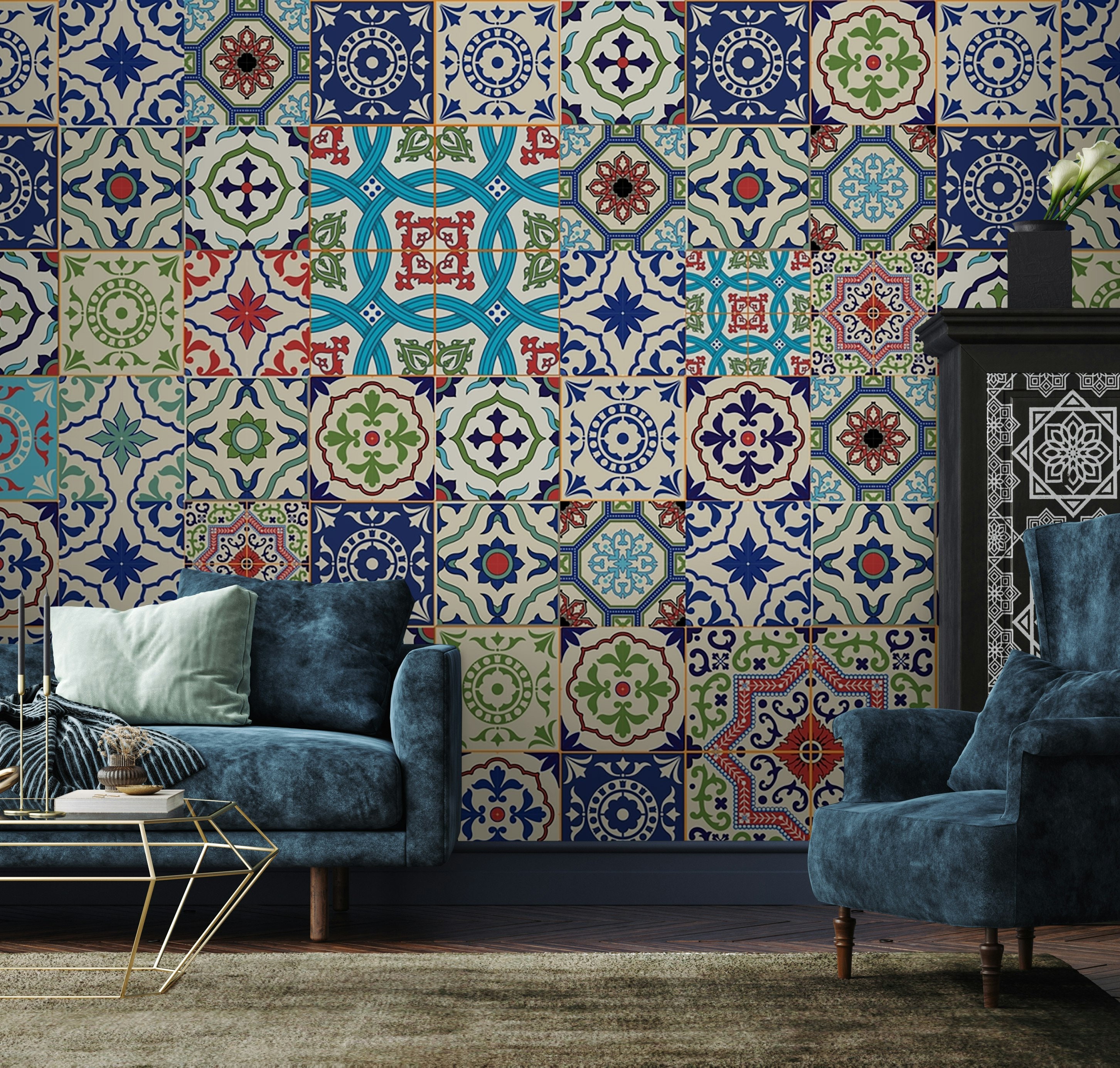 Arabic and Moroccan Style Multicolor Square Modern Background Wallpaper ...