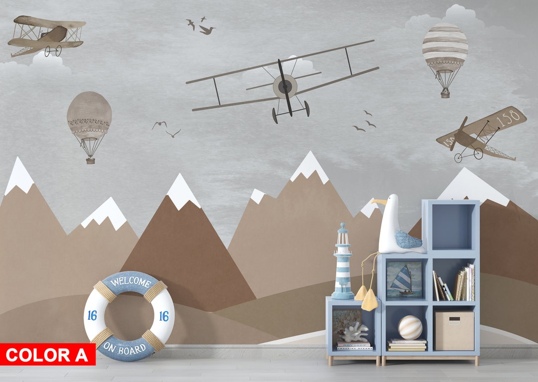 Kids Wallpaper Mountain Peel and Stick Playroom Wall Mural Nursery Wall ...