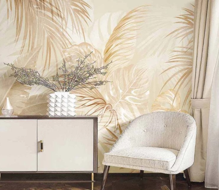 Big Autumn Tree Leaves Abstract Design Floral Wallpaper Self Adhesive ...