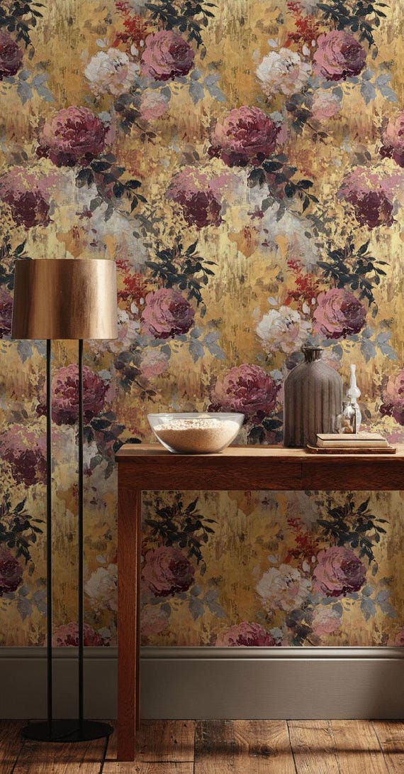 Floral Wallpaper Rose Peel And Stick Vintage Wall Mural
