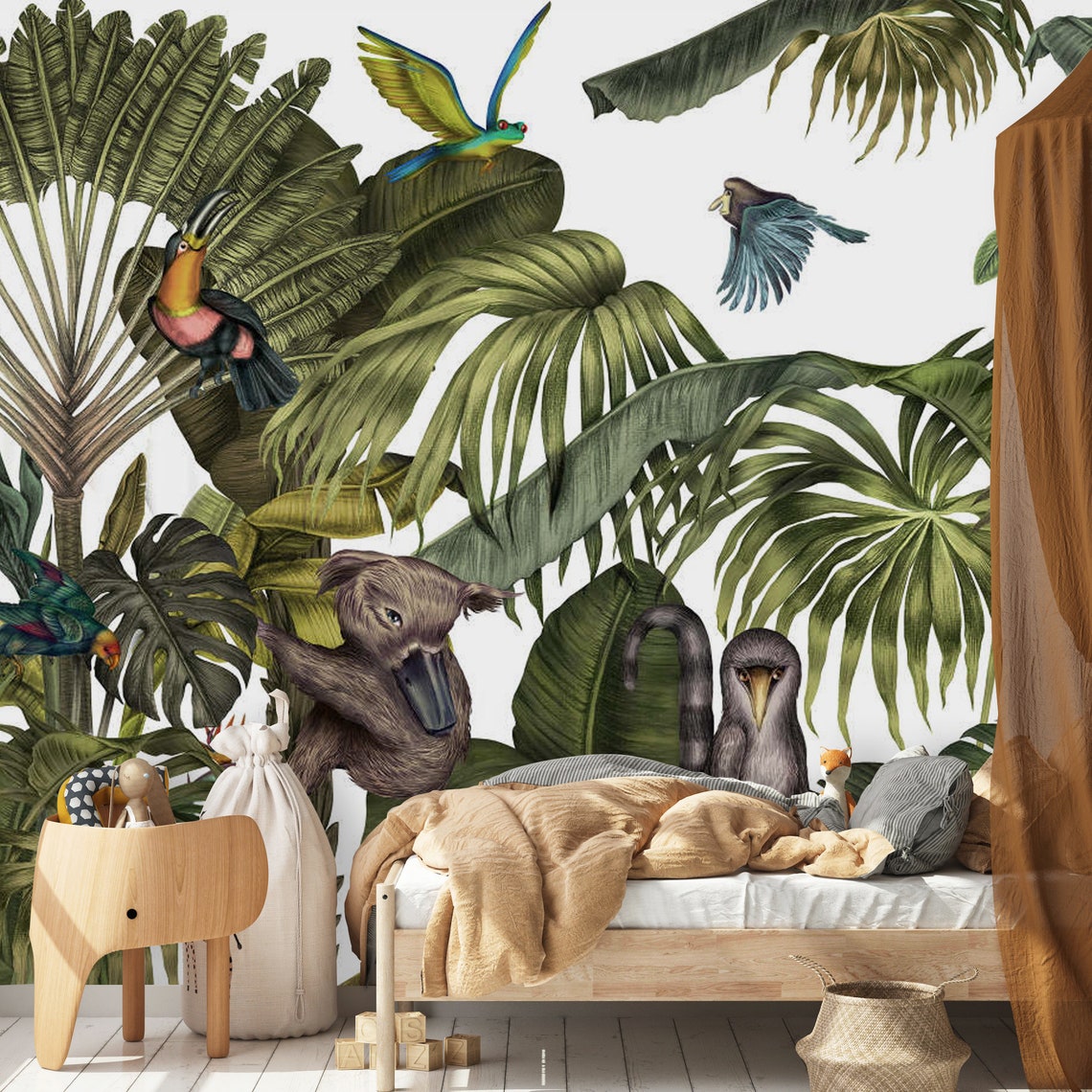 Tropical Wallpaper Jungle Peel and Stick Botanical Wall Mural - Etsy