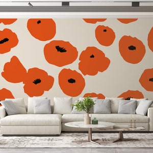 Poppy Flowers Wallpaper Abstract Floral Wall Mural Red Poppies Wall Art ...
