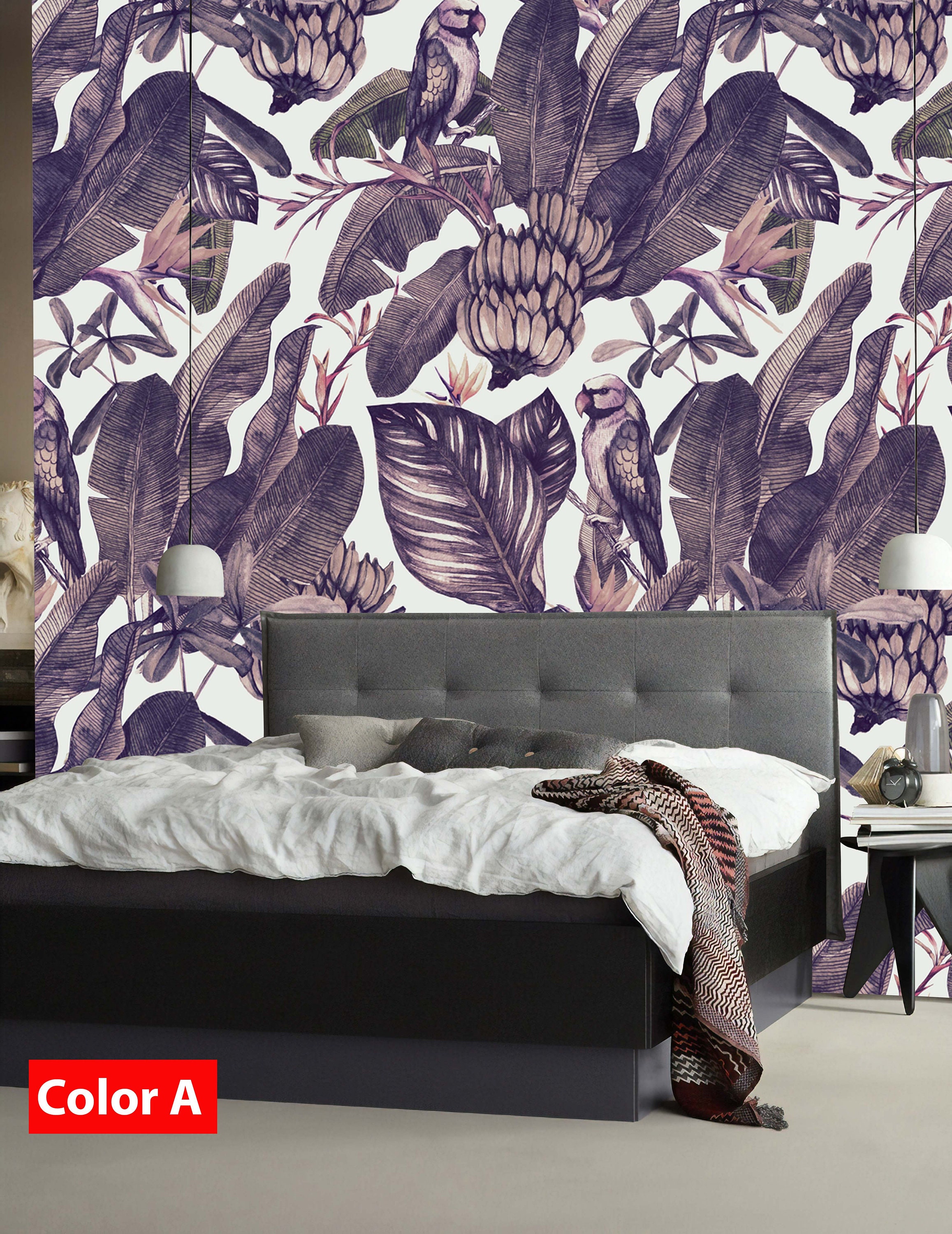 Tropical Wallpaper Leaves Wall Mural Green Exotic Peel and Stick - Etsy