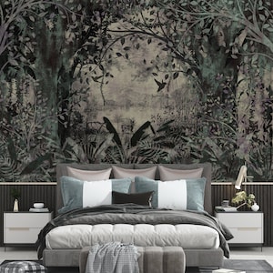 Landscape in Classic Old Style Vintage Forest Wallpaper Self Adhesive Peel and Stick Wall Murals Wall Decoration Scandinavian Removable image 2