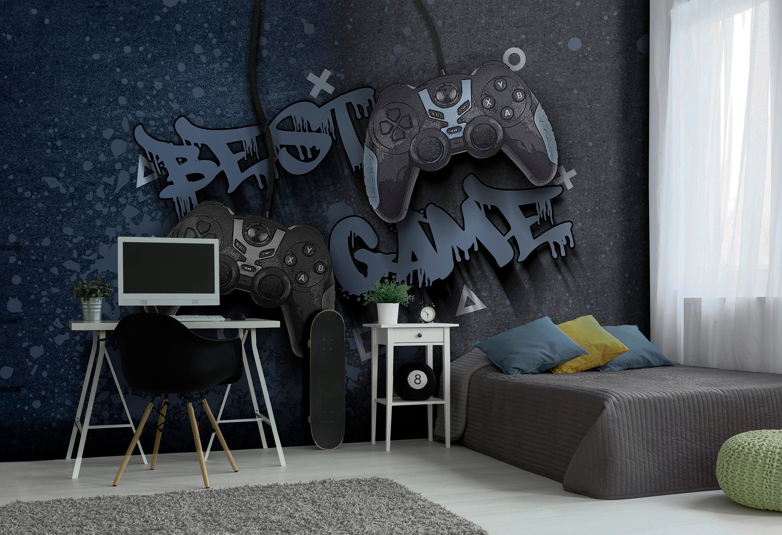 Game Room Wallpaper Gaming Console Wall Mural Playground Peel and Stick ...