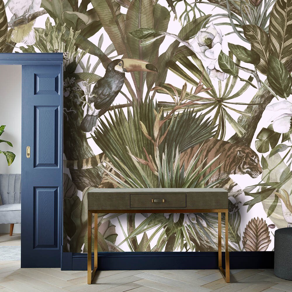 Tropical Jungle Wallpaper | Peel and Stick Rainforest Mural - Etsy