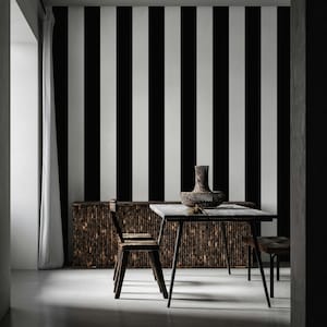 Black and White Vertical Lines Geometric Wallpaper Self Adhesive Peel and Stick Wall Sticker Wall Decoration Scandinavian Removable