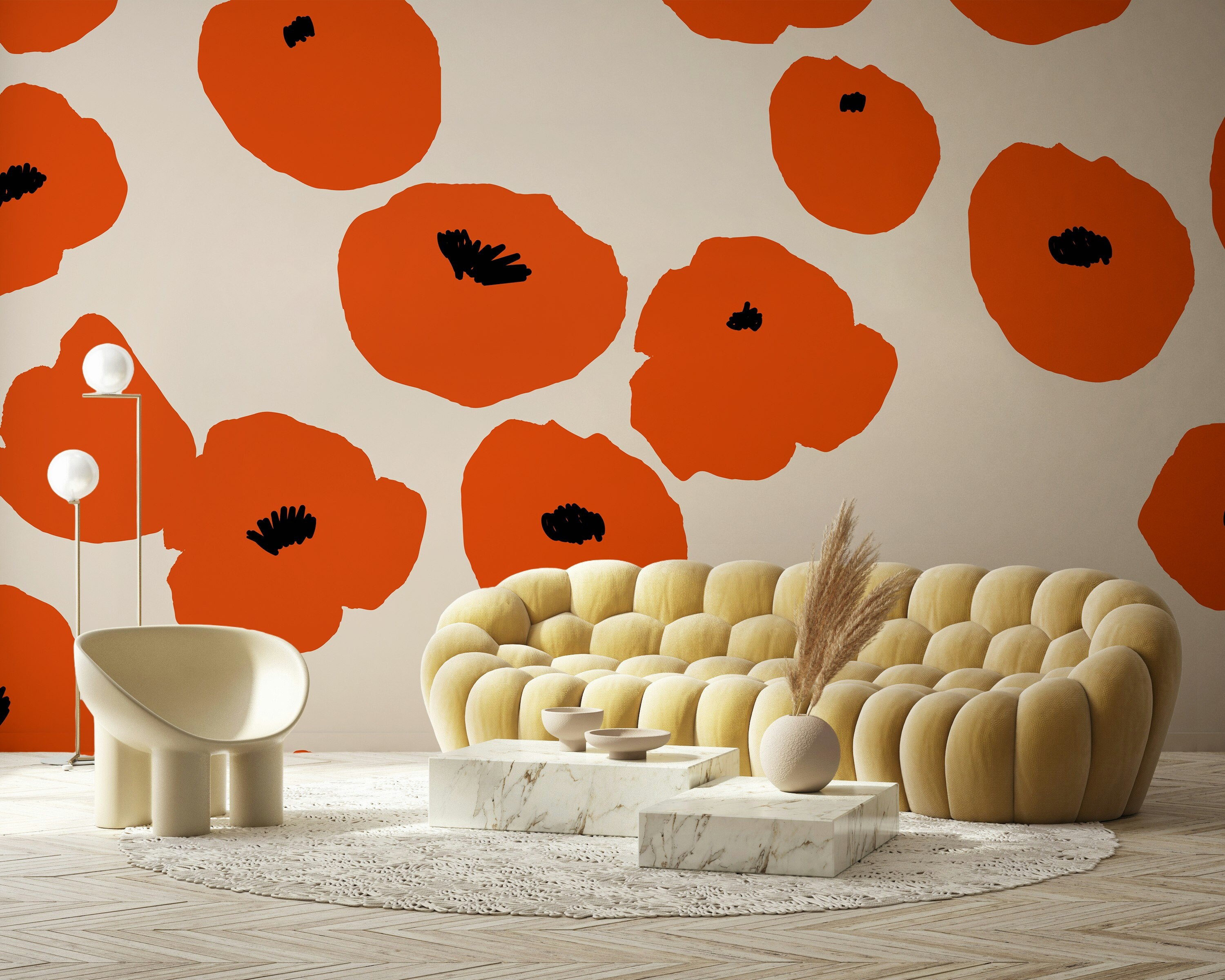 Poppy Flowers Wallpaper Abstract Floral Wall Mural Red Poppies Wall Art ...