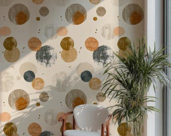 Abstract Circles Wallpaper Retro Peel And Stick Modern Wall Mural