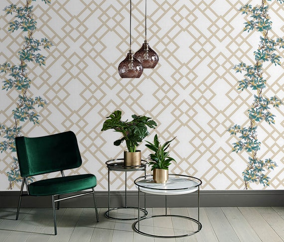 Karierte geometrische Formen Tapete Efeu Pflanzen Wanddekor Abnehmbarer -  Etsy sterreich