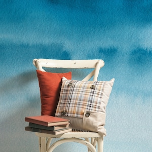 Carta da parati astratta con cielo invernale e sfondo blu, carta da parati autoadesiva staccabile e incollabile, decorazione da parete, design scandinavo, rimovibile