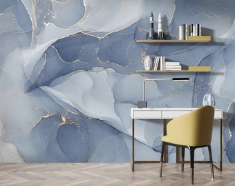 Abstract Mixing Acrylic Paints Marble Texture Wallpaper | Peel and Stick Self Adhesive Mural | Removable Ink Wall Decoration