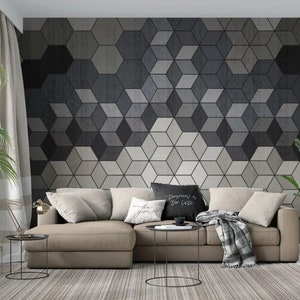 Dark and Light Color Cubes Geometric Shapes Decorative Wallpaper Self Adhesive Peel and Stick Wall Murals Wall Decoration Removable