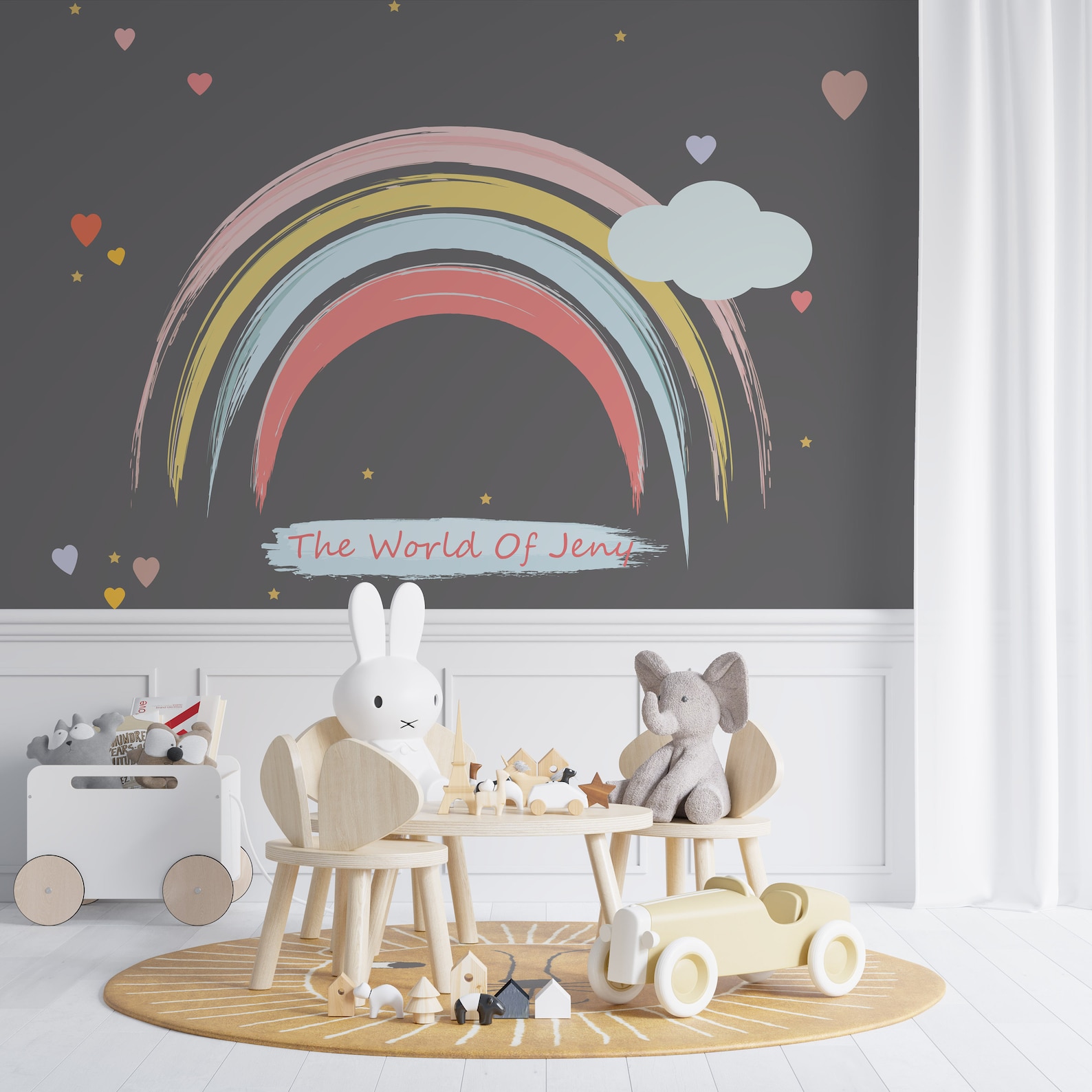 Rainbow Wallpaper Colorful Peel and Stick Wall Mural Cloud Removable - Etsy