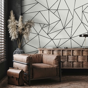 Carta da parati astratta poligonale triangoli bianchi e neri forme geometriche carta da parati autoadesiva decorazione murale rimovibile