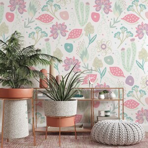 Abstract Herb Colorful Artistic Background Flowers Floral Wallpaper Self Adhesive Peel and Stick Wall Mural Wall Decoration Removable