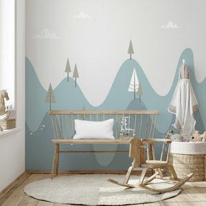 Mountain Wallpaper Wallpaper Kids Room Peel and Stick Kindergarten Wall Mural Removable