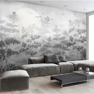Nebligen Wald Tapete Natur Wand Dekor abnehmbar