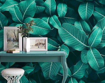 Green Leaves Wallpaper  Peel and Stick Wall Mural