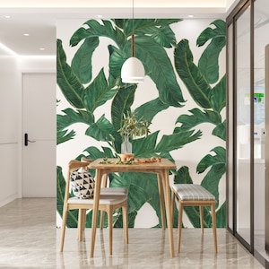 Dark Green Leaves Wallpaper Banana Leaf Wall Decor Removable