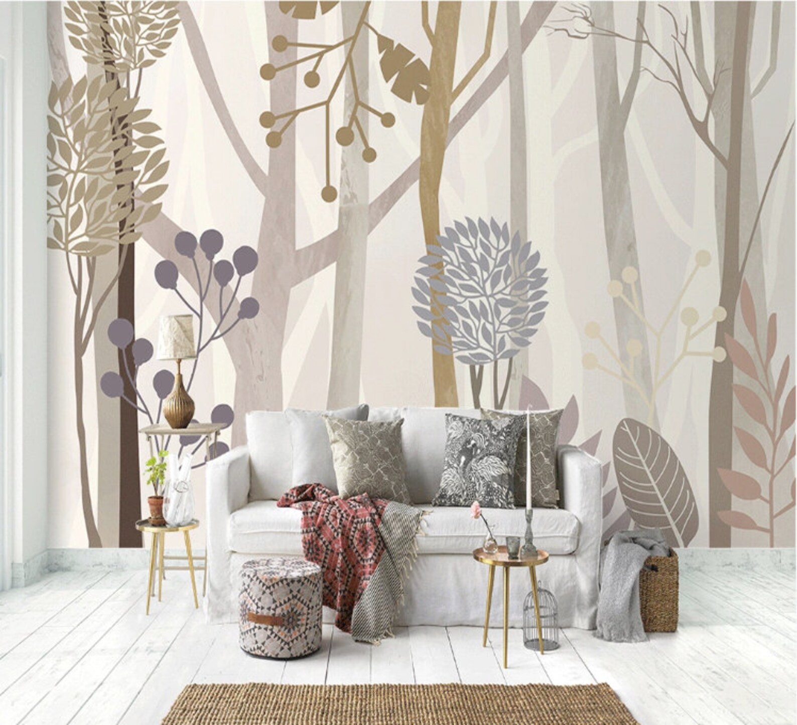 Tall Trunk Trees Wallpaper Self Adhesive Peel and Stick Wall Etsy