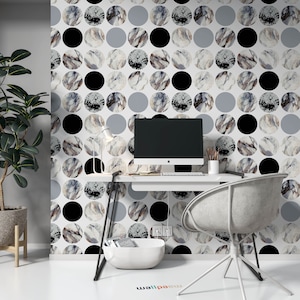 Geometrische Formen Kreise Moderne Abstrakte Tapete selbstklebend Peel and Stick Wand Wanddekoration Skandinavisches Design abnehmbar