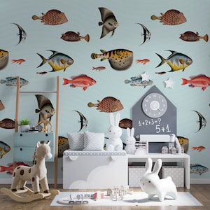 Diverses Fishes Wallpaper Ocean Wall Decor Removable