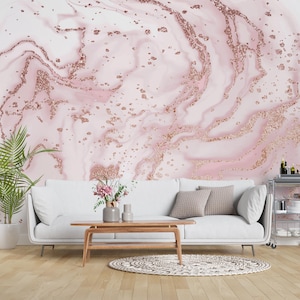 Liquid Abstract Marble Painting Rose Background Bronze Look Texture Wallpaper Self Adhesive Peel and Stick Wall Murals Wall Decoration