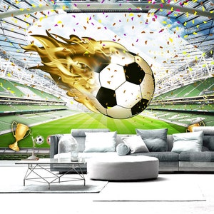 Broken Football Ball Sport Stadium Wallpaper Self Adhesive Peel and Stick Wall Sticker Wall Decoration Minimalistic Scandinavian Removable