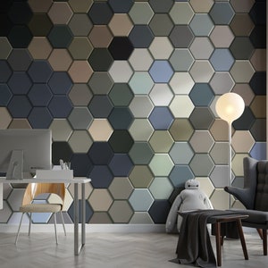 Hexagon Wallpaper Geometric Shape Wall Decor Removable