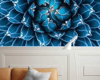 Blue Flower Pattern Wallpaper Floral Wall Decor Removable