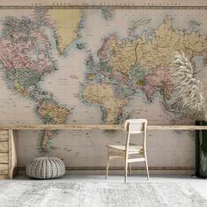 Colorido mapa del viejo mundo fondo de pantalla autoadhesivo pelar y pegar murales de pared decoración de pared minimalista diseño escandinavo extraíble