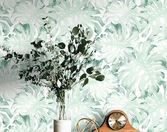 Abstract Watercolor Liana Leaves Floral Luxury Background Wallpaper Self Adhesive Peel and Stick Wall Decoration Removable