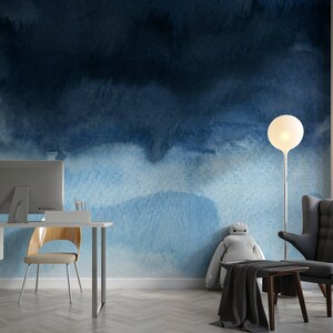 Dark Blue White and Bluish Art Design Abstract Wallpaper Self Adhesive Peel and Stick Wall Mural Wall Decoration Scandinavian Removable