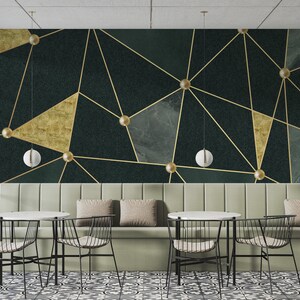 Geometric Wallpaper Triangle Peel and Stick Wall Mural Creative Lines Wall Decor