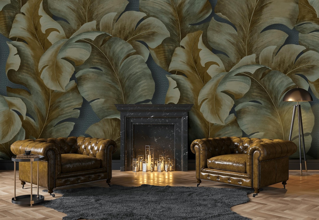 Tropical Leaf Wallpaper Banana Leaf Peel and Stick Botanical Wall Mural ...