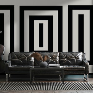 Tapete Schwarze Rechtecke Linien Auf Hellgrauem Hintergrund Geometrische Formen Selbstklebend Schälen & Aufkleben Wandbilder Wanddekoration Entfernbar