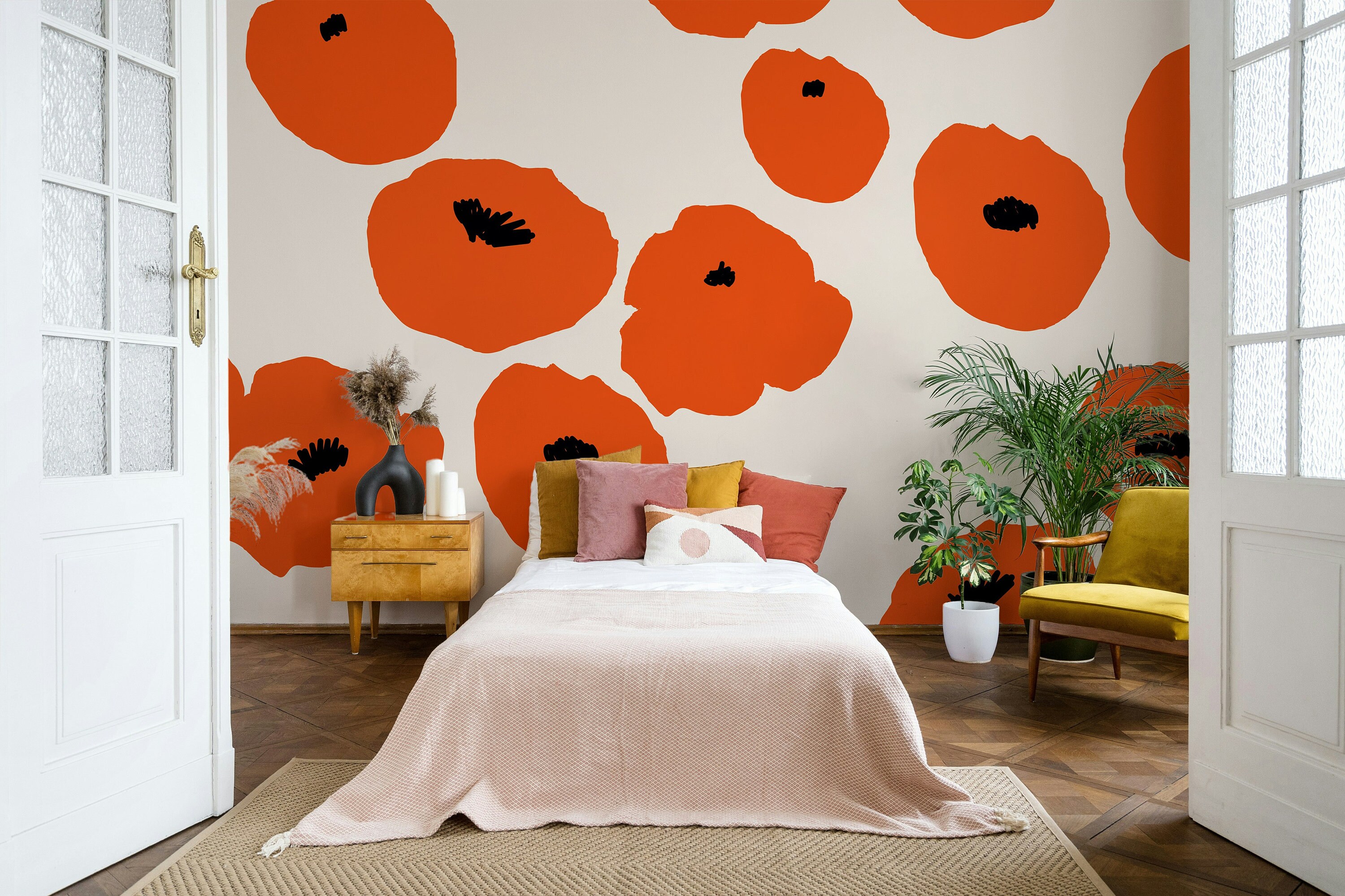 Poppy Flowers Wallpaper Abstract Floral Wall Mural Red Poppies Wall Art ...